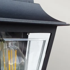 Elstead Deco Lane udendørs væglampe, sort, lygte, aluminium, IP44