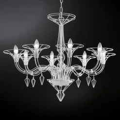 Metallux Lysekroner>Dedalo lysekrone, 8 lyskilder, hvid