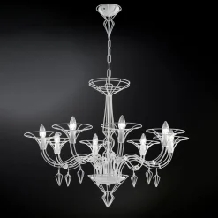 Metallux Lysekroner>Dedalo lysekrone, 8 lyskilder, hvid