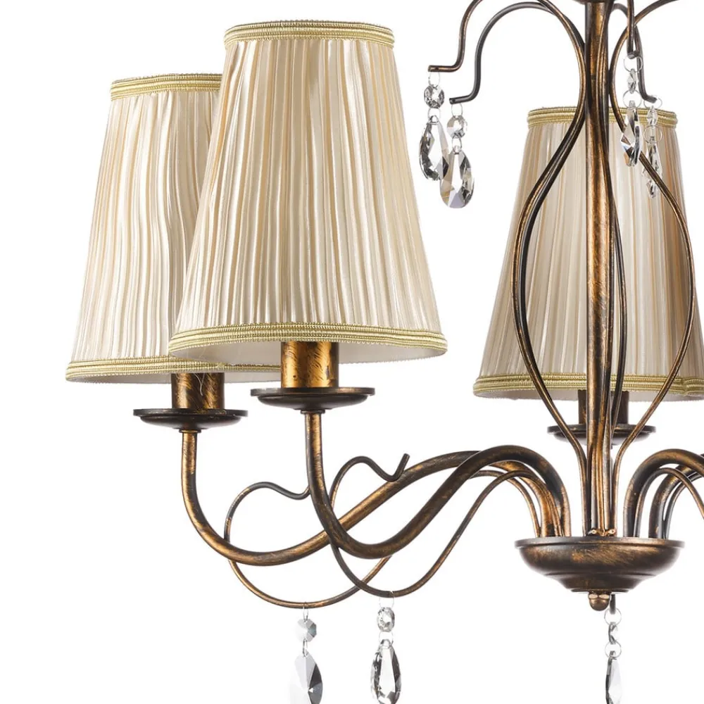 ONLI Lysekroner>Delia lysekrone, bronzefarvet, 5-lys, Ø 68 cm