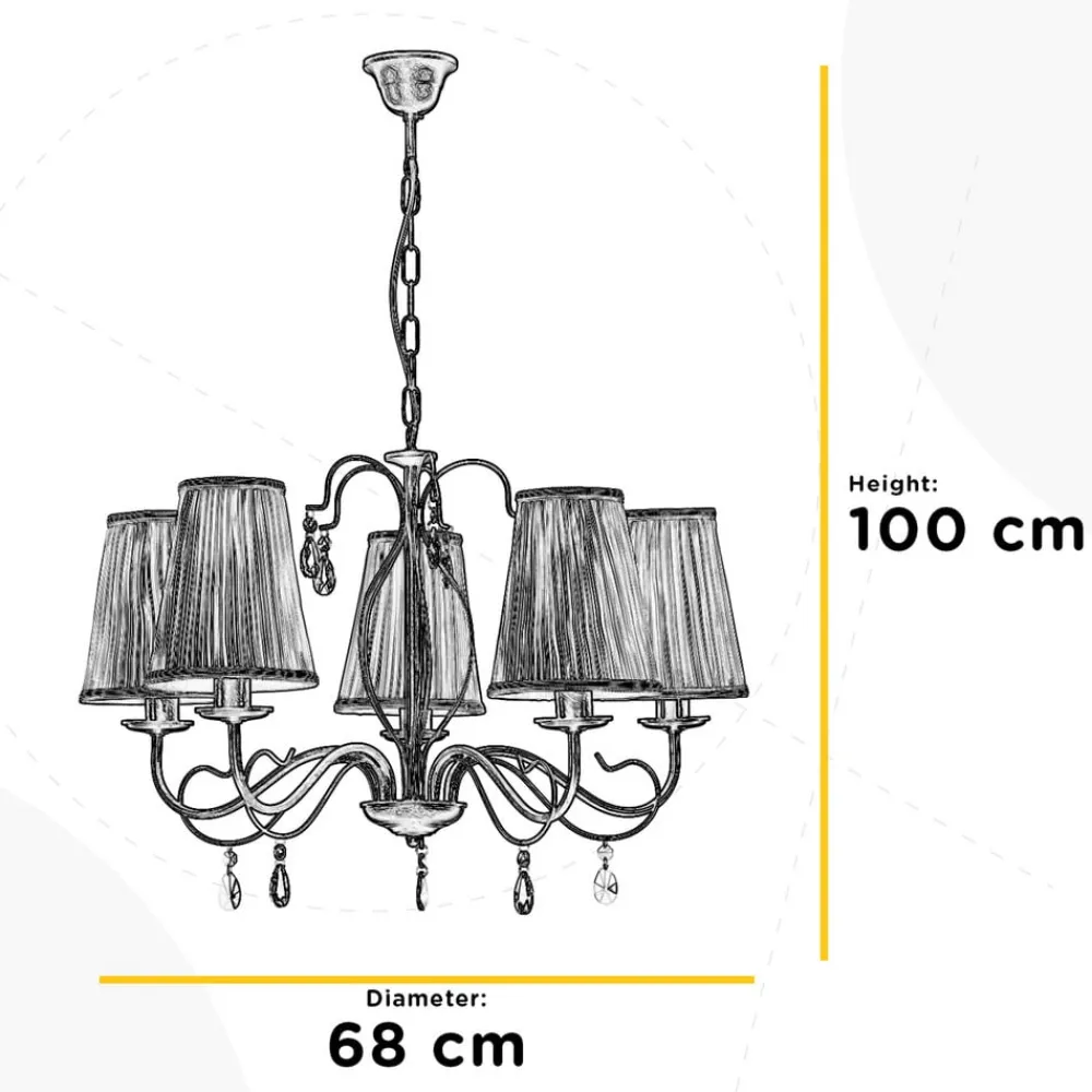 ONLI Lysekroner>Delia lysekrone, bronzefarvet, 5-lys, Ø 68 cm