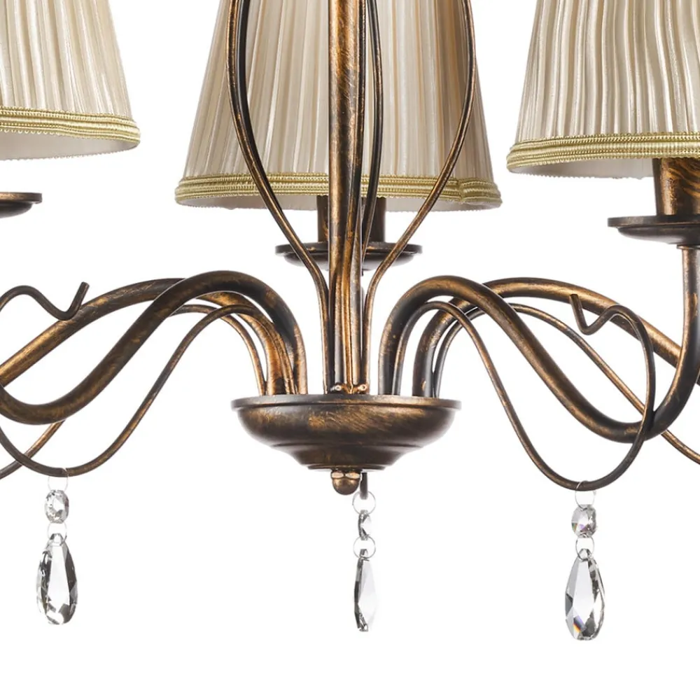 ONLI Lysekroner>Delia lysekrone, bronzefarvet, 5-lys, Ø 68 cm