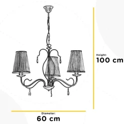ONLI Delia lysekrone, bronzefarvet, 3-lys, Ø 60 cm