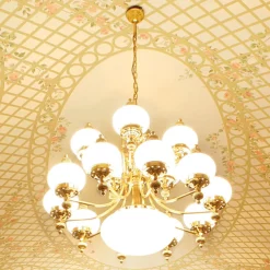 Delia lysekrone, messingfarvet Ø 100 cm, 16-lys, glas^ORION Online