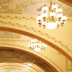 Delia lysekrone, messingfarvet Ø 100 cm, 16-lys, glas^ORION Online