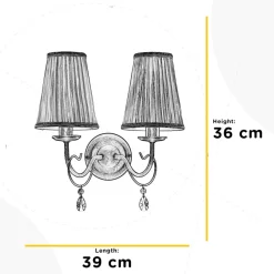 Delia væglampe, bronzefarvet, 2-lys, bredde 25 cm^ONLI New