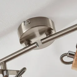 Lindby Dennis loftlampe med træ, 4 lyskilder.