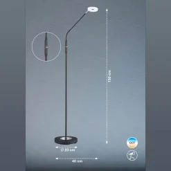FISCHER & HONSEL Dent LED-gulvlampe, kan dæmpes, CCT, 1 lk., sort