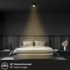 Briloner Desi indbygningslampe, sort, Ø9cm, tænd/sluk, 3000K