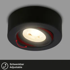 Briloner Desi indbygningslampe, sort, Ø9cm, tænd/sluk, 3000K