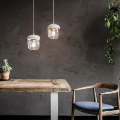 Designer pendellampe Acorn, hvid og poleret kobber^UMAGE Online