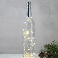 STAR TRADING Dew Drops lyskæde til flasker, 75 cm, sølv