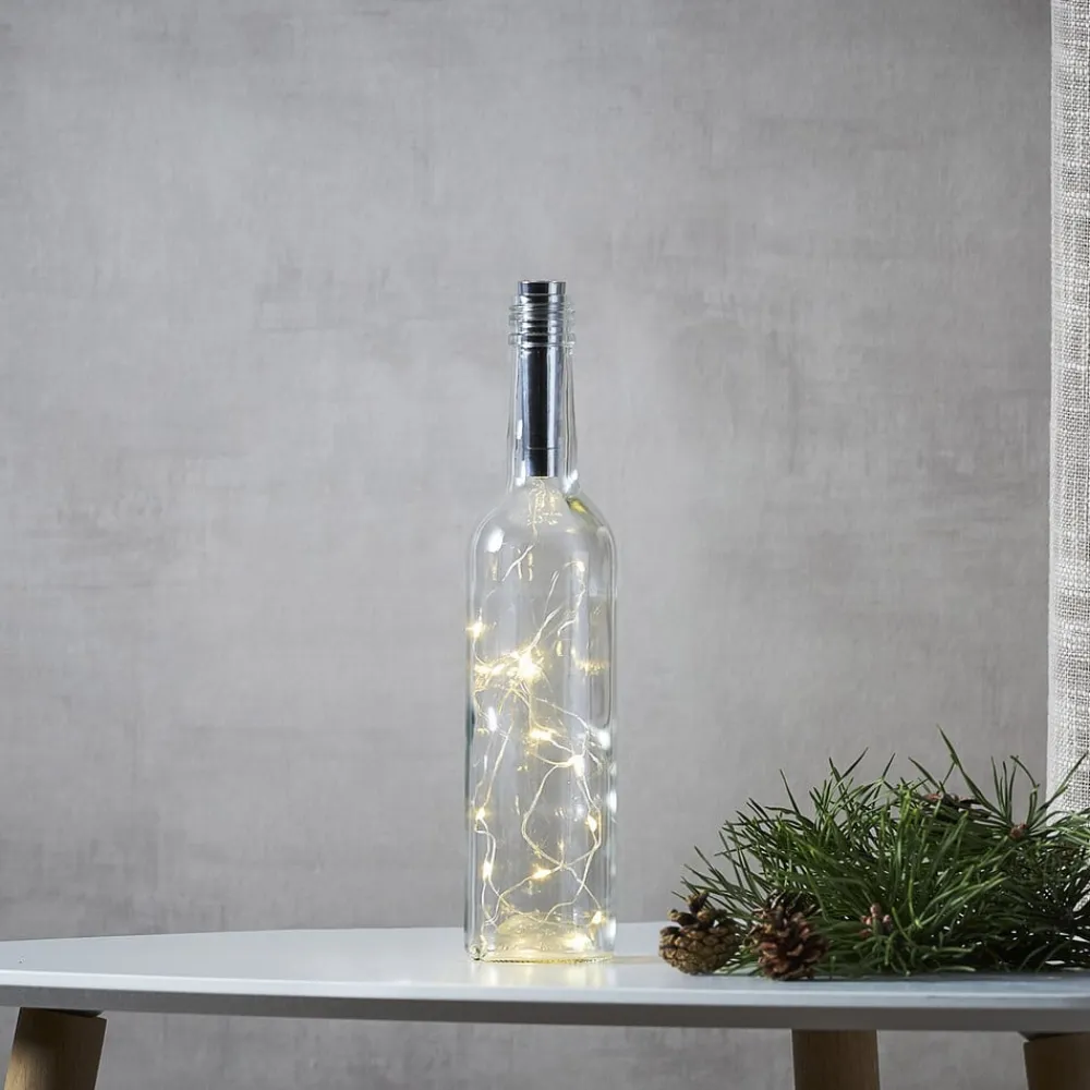 STAR TRADING Dew Drops lyskæde til flasker, 75 cm, sølv