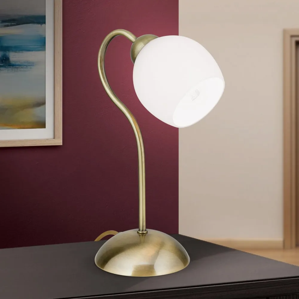 ORION Bordlamper>Doma bordlampe, antik messingfarve, højde 30 cm, glas
