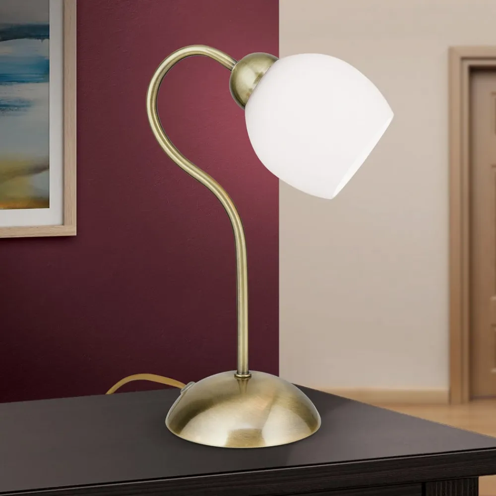 ORION Bordlamper>Doma bordlampe, antik messingfarve, højde 30 cm, glas
