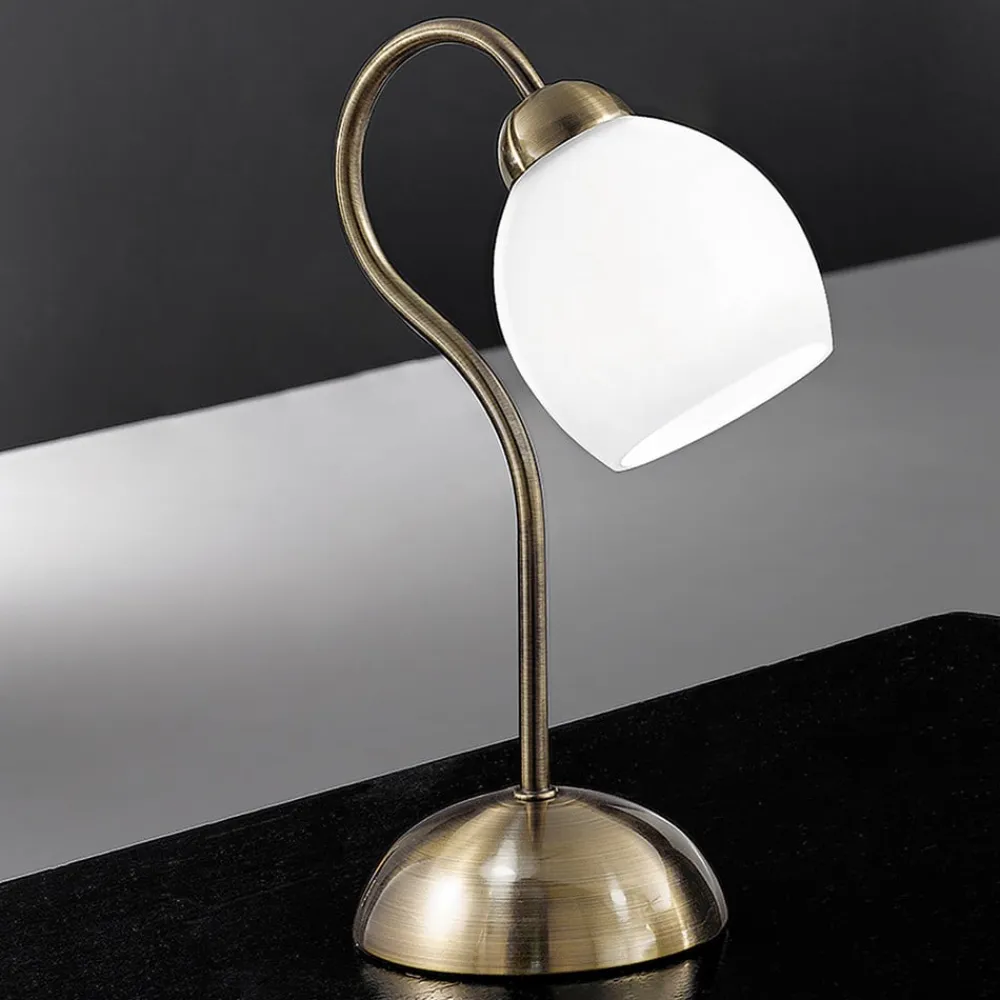 ORION Bordlamper>Doma bordlampe, antik messingfarve, højde 30 cm, glas
