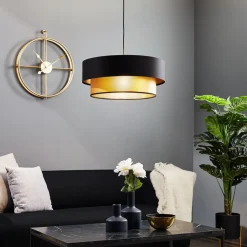 Maco Design Pendellamper>Dorina hængelampe, sort/guld Ø 50cm