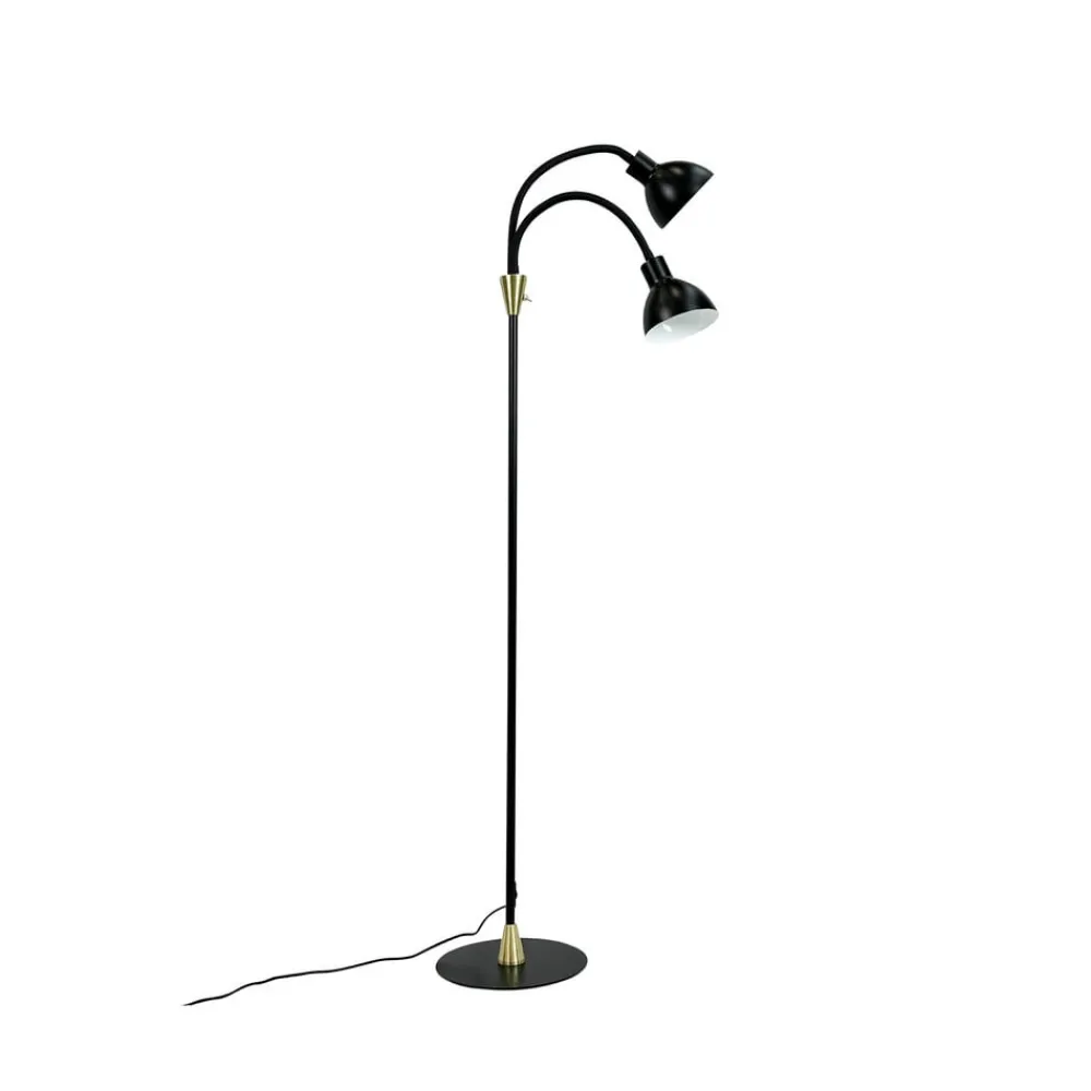 Dyberg Larsen Gulvlampe Lilje, sort, højde 135 cm, 2 lyskilder.