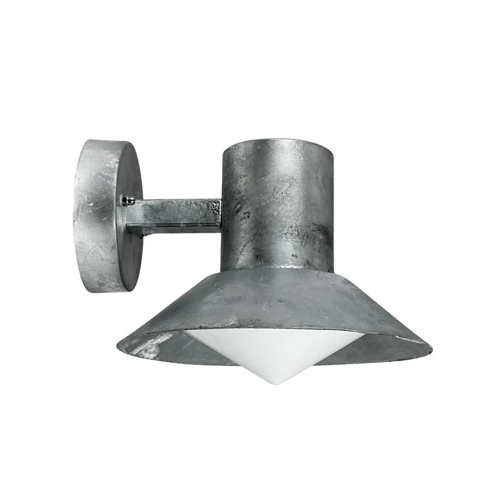 Dyberg Larsen udendørs væglampe Venice, galvaniseret, Ø 20 cm