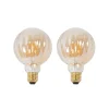 Lucande E27 3,8 W LED G95 2.700 K 340lm riller, rav, 2 stk