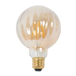 Lucande E27 3,8 W LED G95 2.700 K 340lm riller, rav, 2 stk