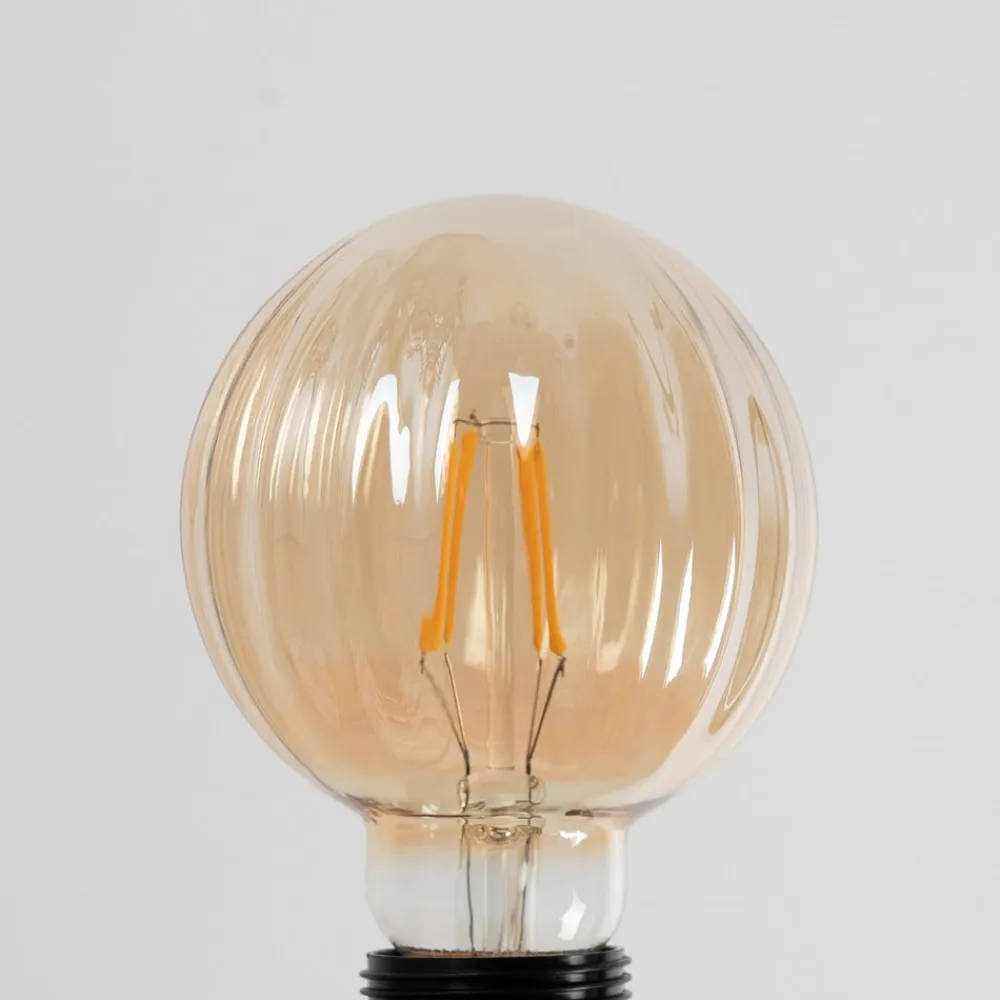 Lucande E27 3,8 W LED G95 2.700 K 340lm riller, rav, 2 stk