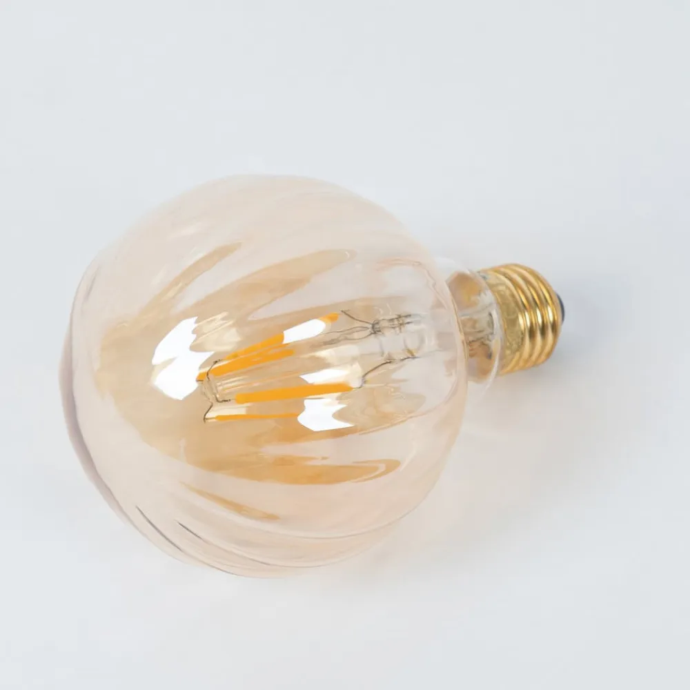 Lucande E27 3,8 W LED G95 2.700 K 340lm riller, rav, 5 stk