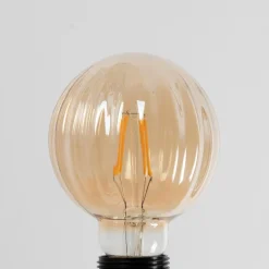 Lucande E27 3,8 W LED G95 2.700 K 340lm riller, rav, 5 stk