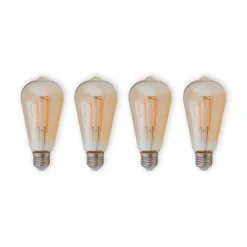 Lindby Filament Pære|Led Pærer>E27 rustik LED-pære 6 W 500lm rav 1.800 K 4 stk