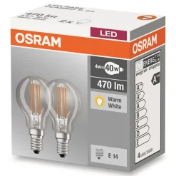 E14 4W 827 LED dråbepære i 2'er sæt^OSRAM Outlet