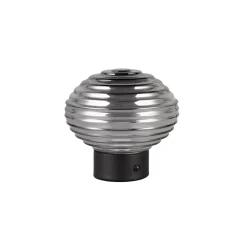 Reality Leuchten Earl LED genopladelig bordlampe, sort/røget, højde 14,5 cm, glas