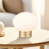 Earl LED genopladelig bordlampe, messing/opal, højde 14,5 cm, glas^Reality Leuchten Online