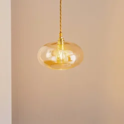 Horizon hængelampe, gul, røg Ø 21cm^EBB & FLOW Clearance