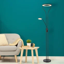 Globo Gulvlamper|Gulvlamper>Ebro LED-uplight med LED-læselampe, dæmpbar