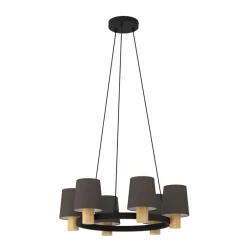 Edale lysekrone, 6xstofskærm, cappuccino, runde^EGLO Hot