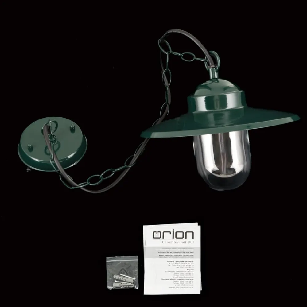 ORION Udendørs Pendellamper>Edward udendørs hængelampe, grøn, Ø 27,5 cm, aluminium/glas