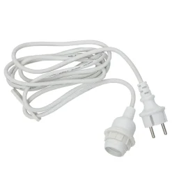 STAR TRADING E27-fatning med Ute-kabel, 2,5 m, hvid