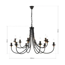 ORION Elegant GARDA lysekrone herregårdsstil og tolv lys