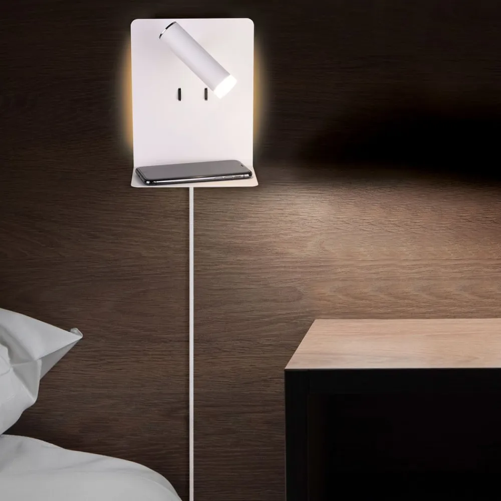 Trio Lighting Væglamper|Væglamper>Element LED-væglampe med hylde, mat hvid