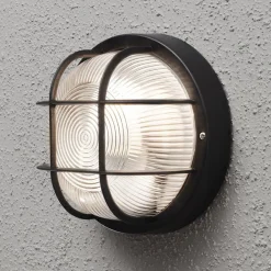 Konstsmide Elmas oval udendørs væglampe, rund, sort