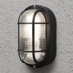 Konstsmide Væglamper>Elmas oval udendørs væglampe, sort