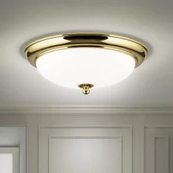 Empire loftlampe, Ø 35,5 cm, guld, matteret opalglas^ORION Clearance