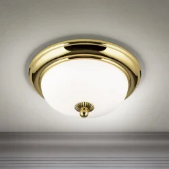 ORION Loftlamper>Empire loftlampe, Ø 26,5 cm, guld, matteret opalglas