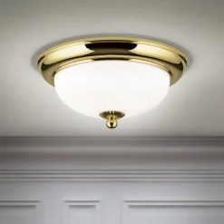 ORION Loftlamper>Empire loftlampe, Ø 26,5 cm, guld, matteret opalglas