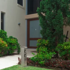 G & L Handels GmbH Energisøjle 400166 i stål med 4 stikkontakter