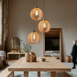 Envostar Clay hængelampe birkeplywood 3 lyskilder rund