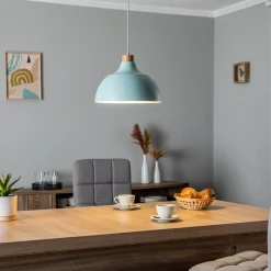 Kaitt hængelampe, mintgrøn, Ø 34 cm, trædetaljer^Envostar Best