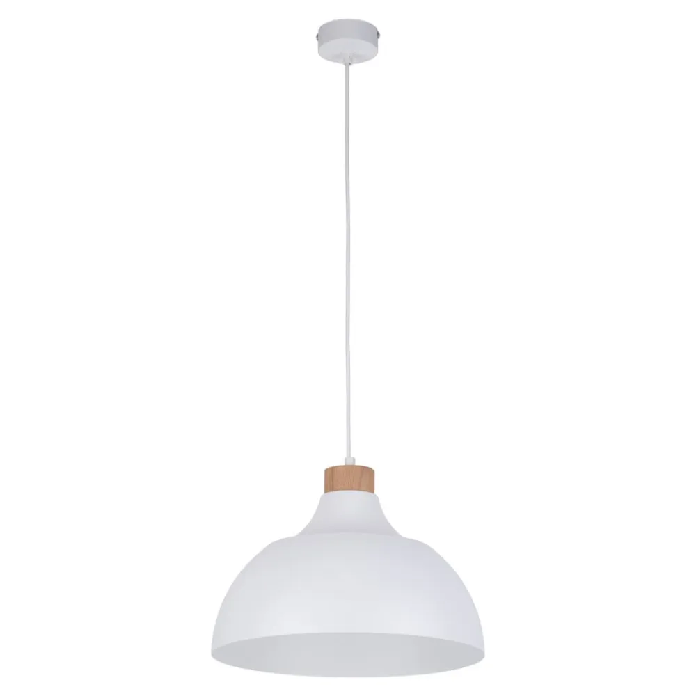 Envostar Kaitt hængelampe, hvid, Ø 34 cm, trædetaljer