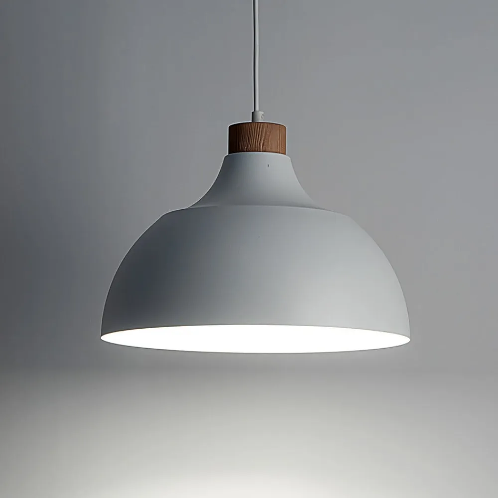 Envostar Kaitt hængelampe, hvid, Ø 34 cm, trædetaljer