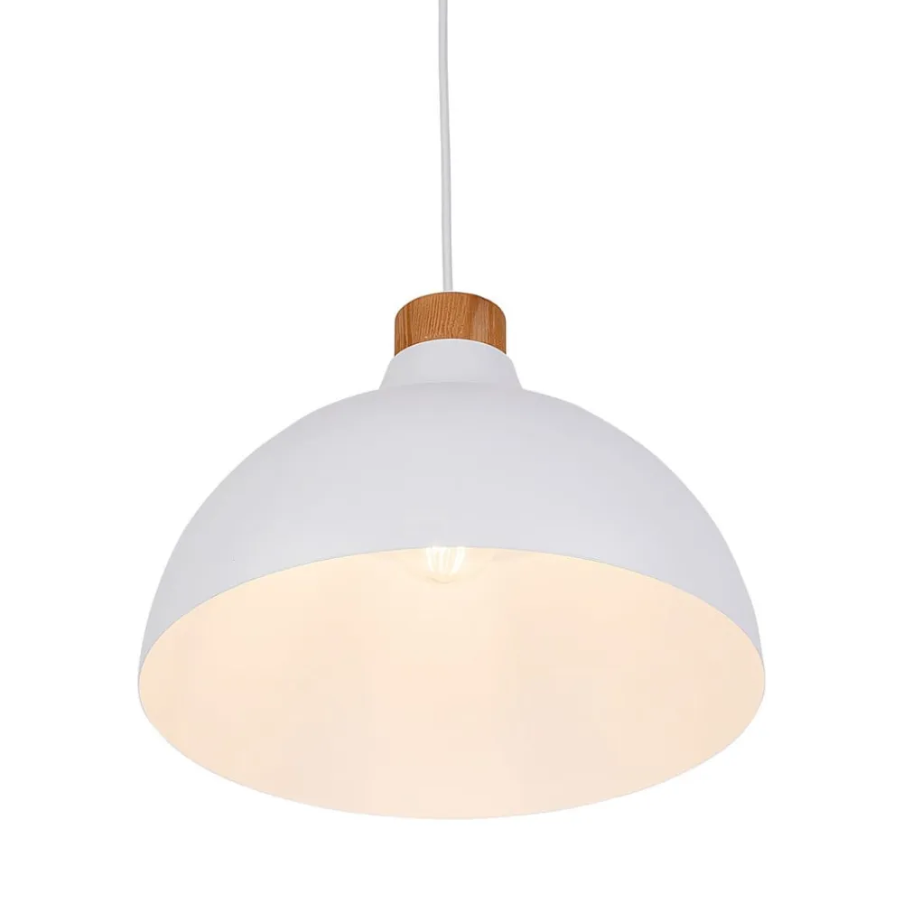 Envostar Kaitt hængelampe, hvid, Ø 34 cm, trædetaljer